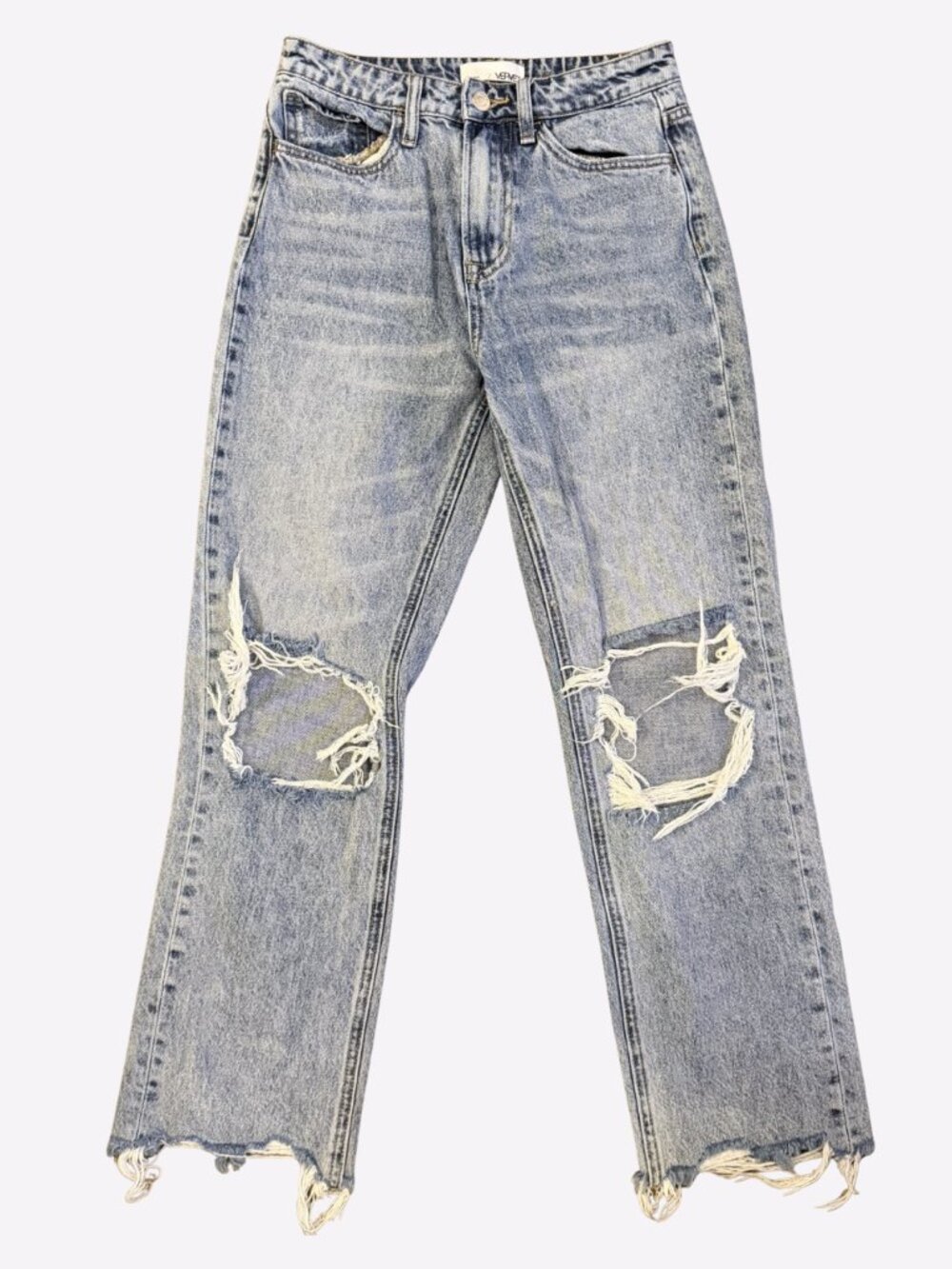 Vervet Light Wash High Rise Distressed Ripped Jeans Womens Sz 25 100% Cotton